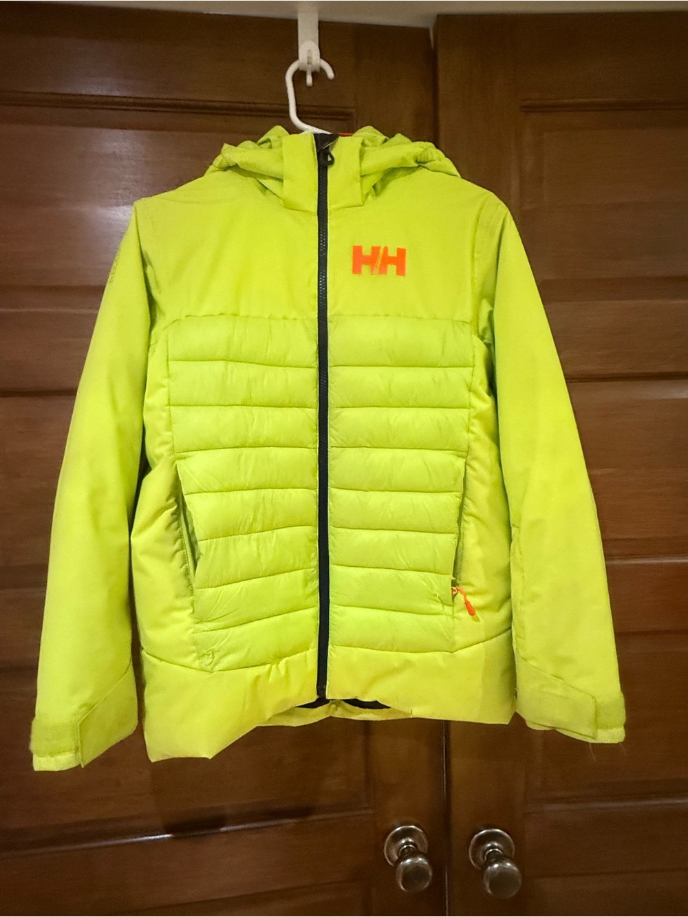 Helly Hansen Kids Lime Green Hooded Puffer Jacket